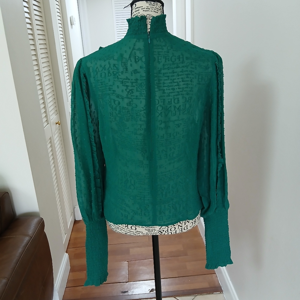 Farm Rio Emerald Ruffle Long Sleeve Blouse - Picture 6 of 10
